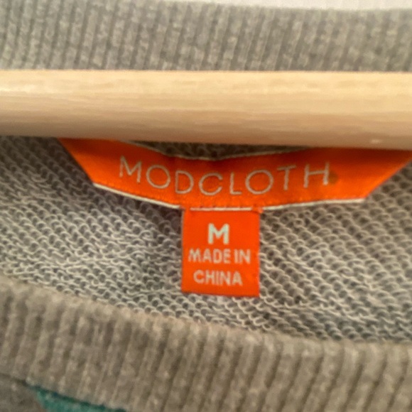 ModCloth Grey and Teal Polka Dot Sweater - Picture 2 of 4